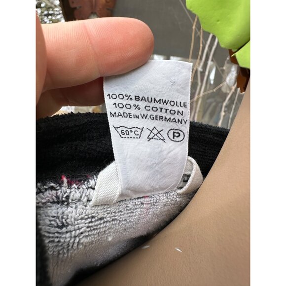 70s MÖVE (Moeve) Terrycloth Robe Coat Mandarin Collar Vibrant Mix Print Cotton - Picture 12 of 13